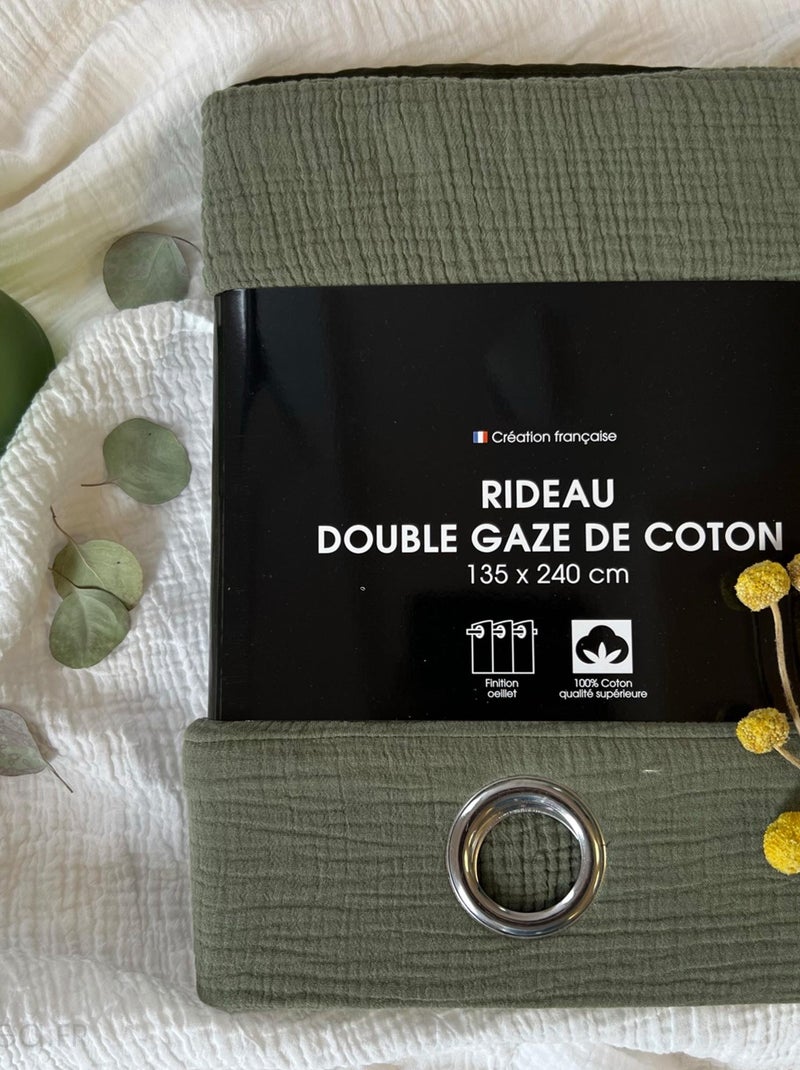 Rideau GAZGAZ gaze de coton Moutarde - Kiabi