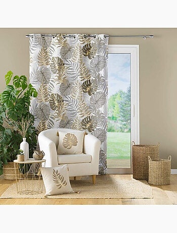Rideau grande hateur à oeillets 140 x 280 cm polyester imprime metallise mogador sans