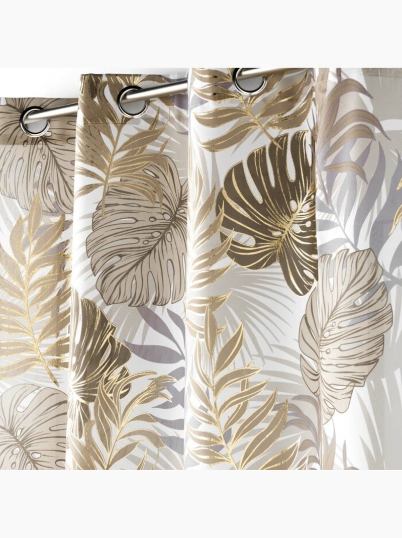 Rideau grande hateur à oeillets 140 x 280 cm polyester imprime metallise mogador sans Beige - Kiabi