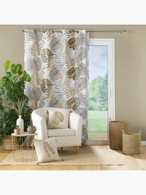 Rideau grande hateur à oeillets 140 x 280 cm polyester imprime metallise mogador sans - Kiabi Rideau grande hateur à oeillets 140 x 280 cm polyester imprime metallise mogador sans - Kiabi