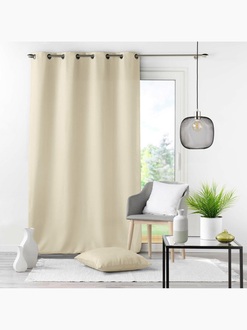 Rideau grande hauteur à œillets – Polyester uni Essentiel Beige naturel - Kiabi