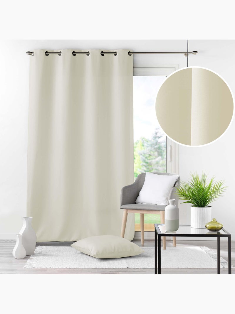 Rideau grande hauteur à œillets – Polyester uni Essentiel Beige - Kiabi