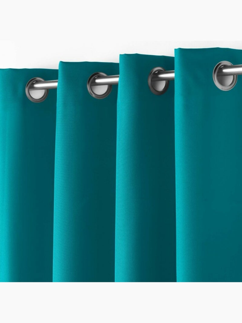 Rideau grande hauteur à œillets – Polyester uni Essentiel Bleu pétrole - Kiabi