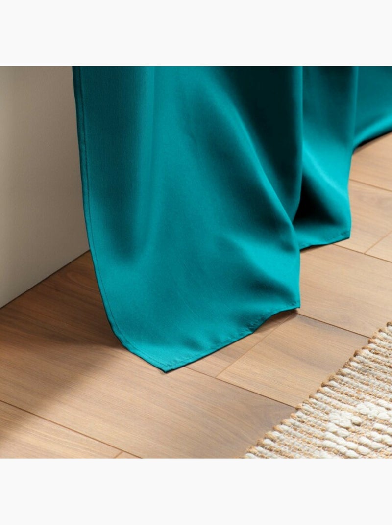 Rideau grande hauteur à œillets – Polyester uni Essentiel Bleu pétrole - Kiabi