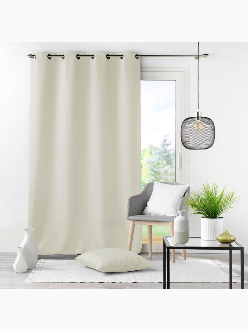 Rideau grande hauteur à œillets – Polyester uni Essentiel Ecru - Kiabi