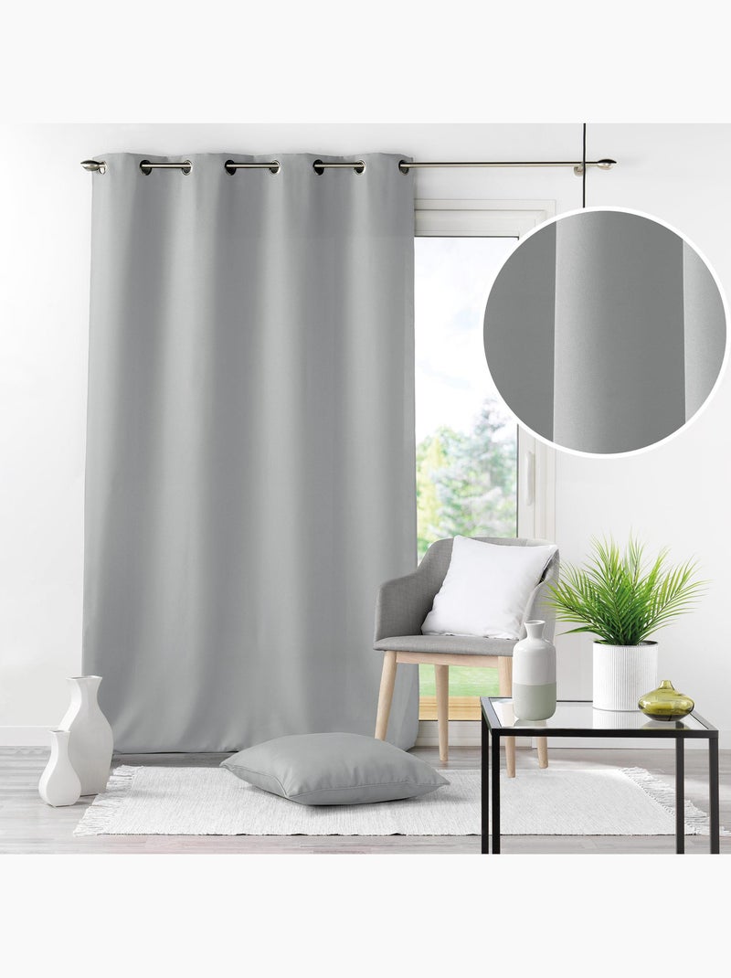 Rideau grande hauteur à œillets – Polyester uni Essentiel Gris perle - Kiabi