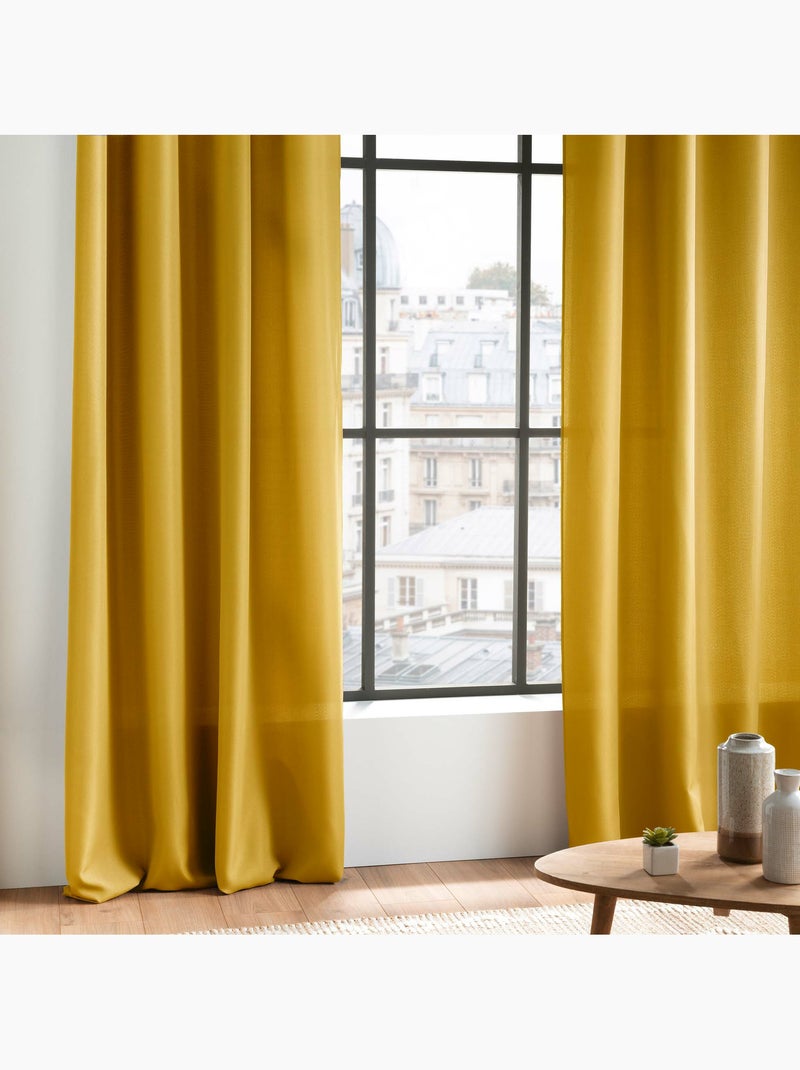 Rideau grande hauteur à œillets – Polyester uni Essentiel Miel - Kiabi
