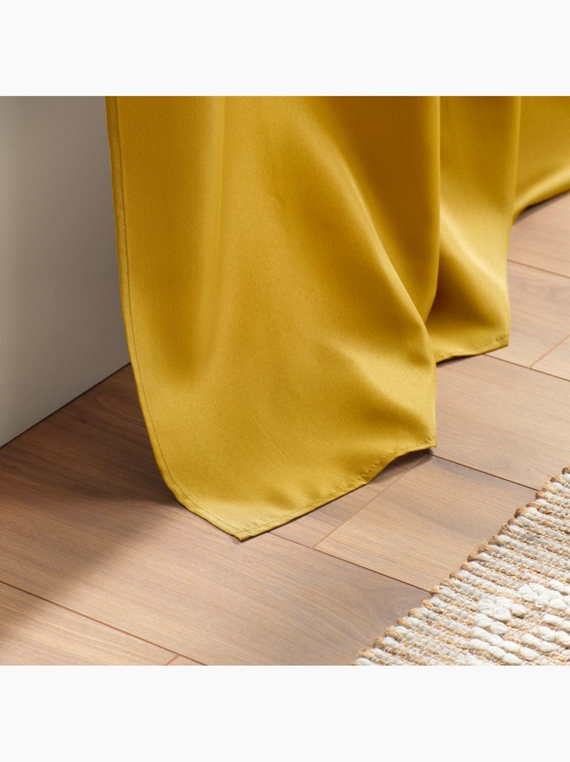 Rideau grande hauteur à œillets – Polyester uni Essentiel Miel - Kiabi