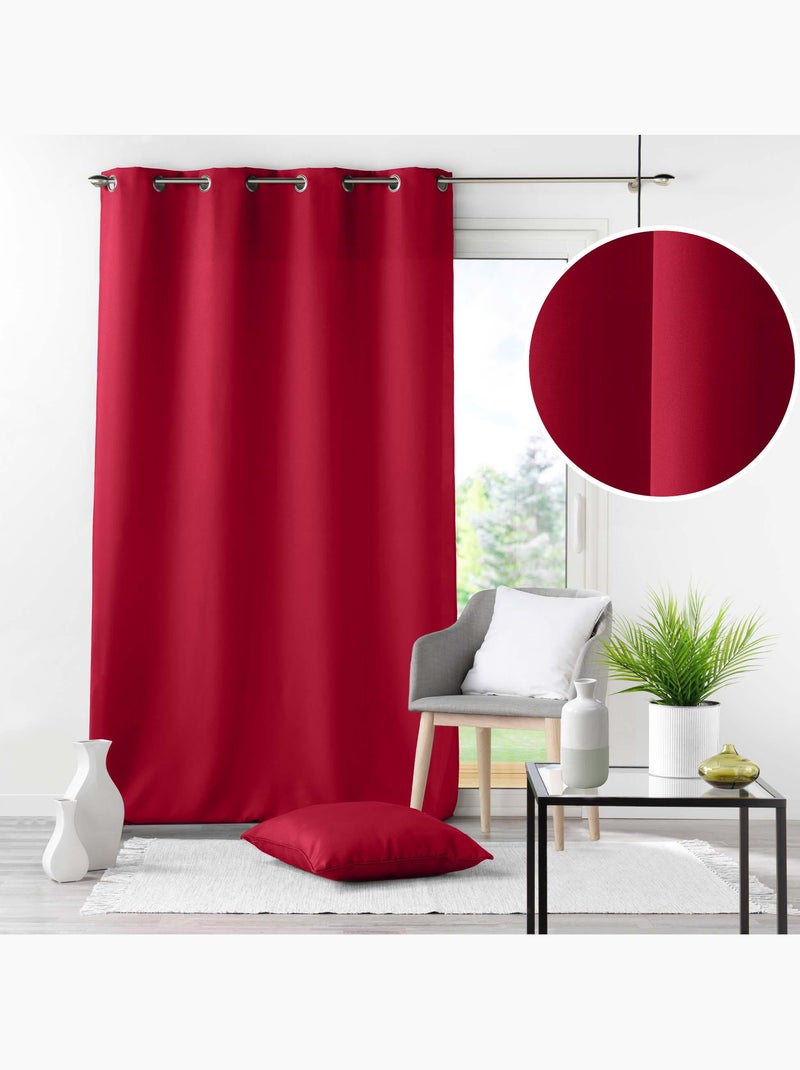 Rideau grande hauteur à œillets – Polyester uni Essentiel Rouge - Kiabi