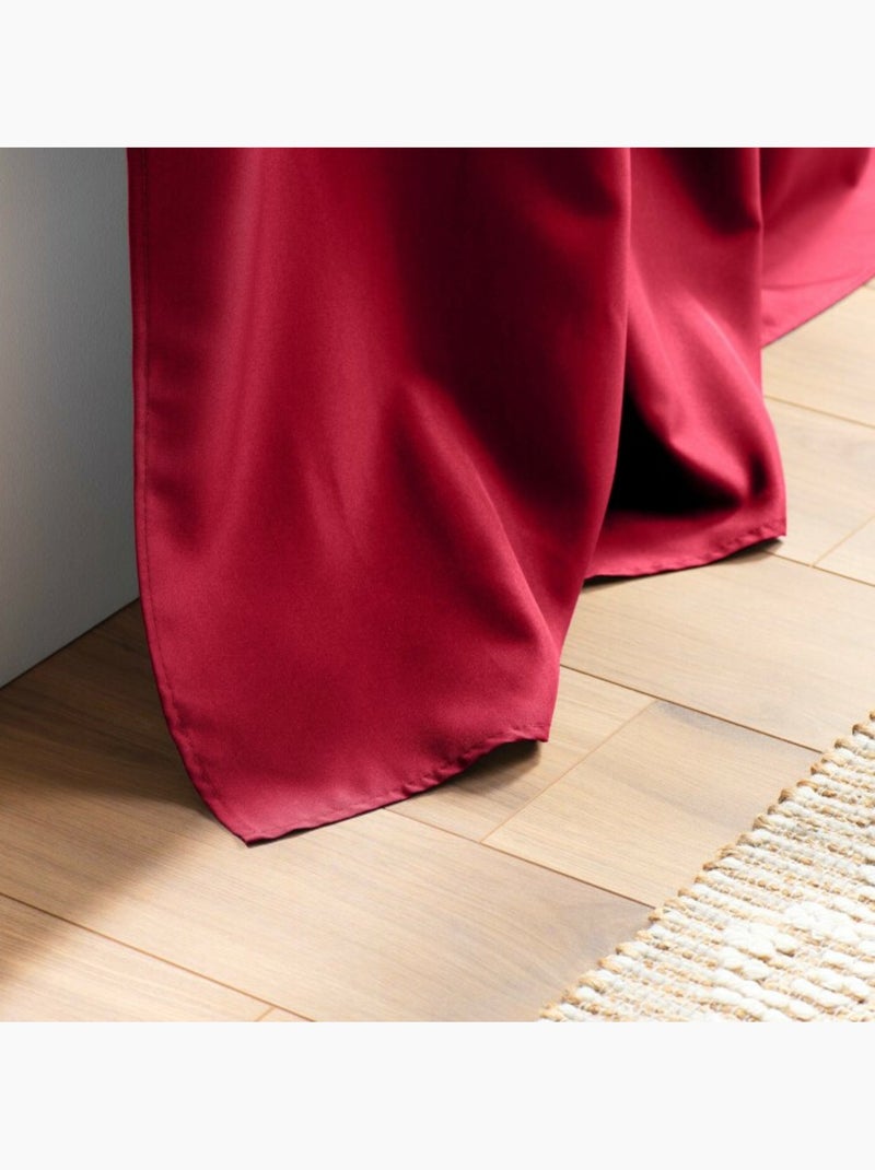 Rideau grande hauteur à œillets – Polyester uni Essentiel Rouge - Kiabi