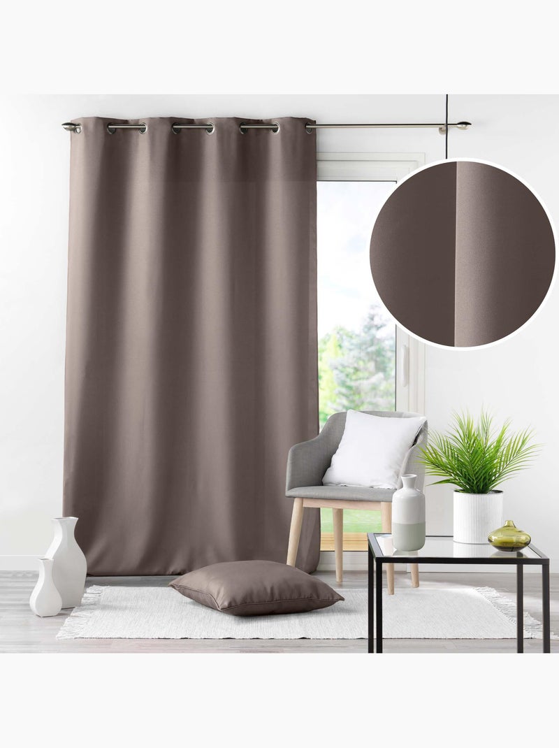 Rideau grande hauteur à œillets – Polyester uni Essentiel Taupe - Kiabi