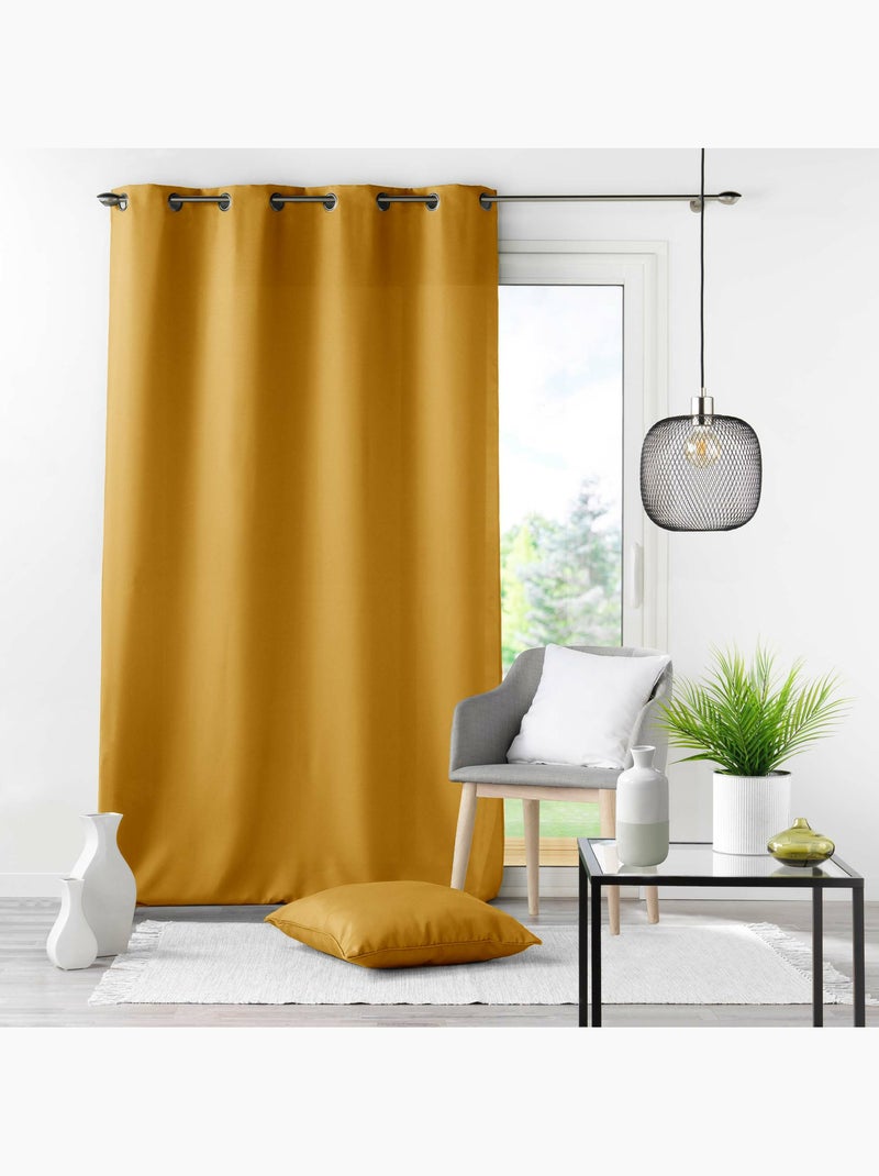 Rideau grande hauteur à œillets – Polyester uni Essentiel Terracotta - Kiabi