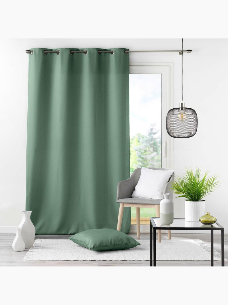 Rideau grande hauteur à œillets – Polyester uni Essentiel Vert cèdre - Kiabi