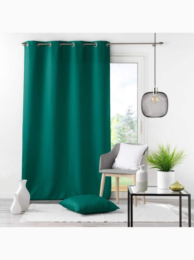 Rideau grande hauteur à œillets – Polyester uni Essentiel Vert émeraude - Kiabi