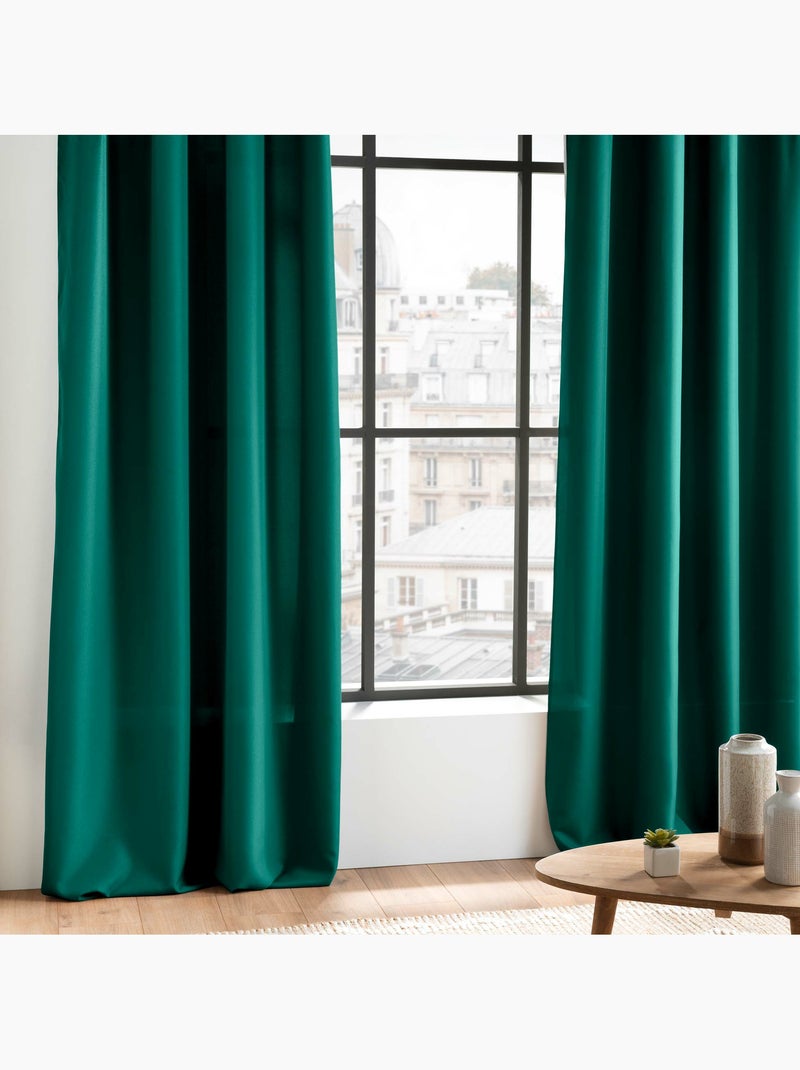 Rideau grande hauteur à œillets – Polyester uni Essentiel Vert émeraude - Kiabi