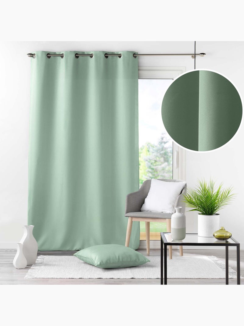 Rideau grande hauteur à œillets – Polyester uni Essentiel Vert Sauge - Kiabi