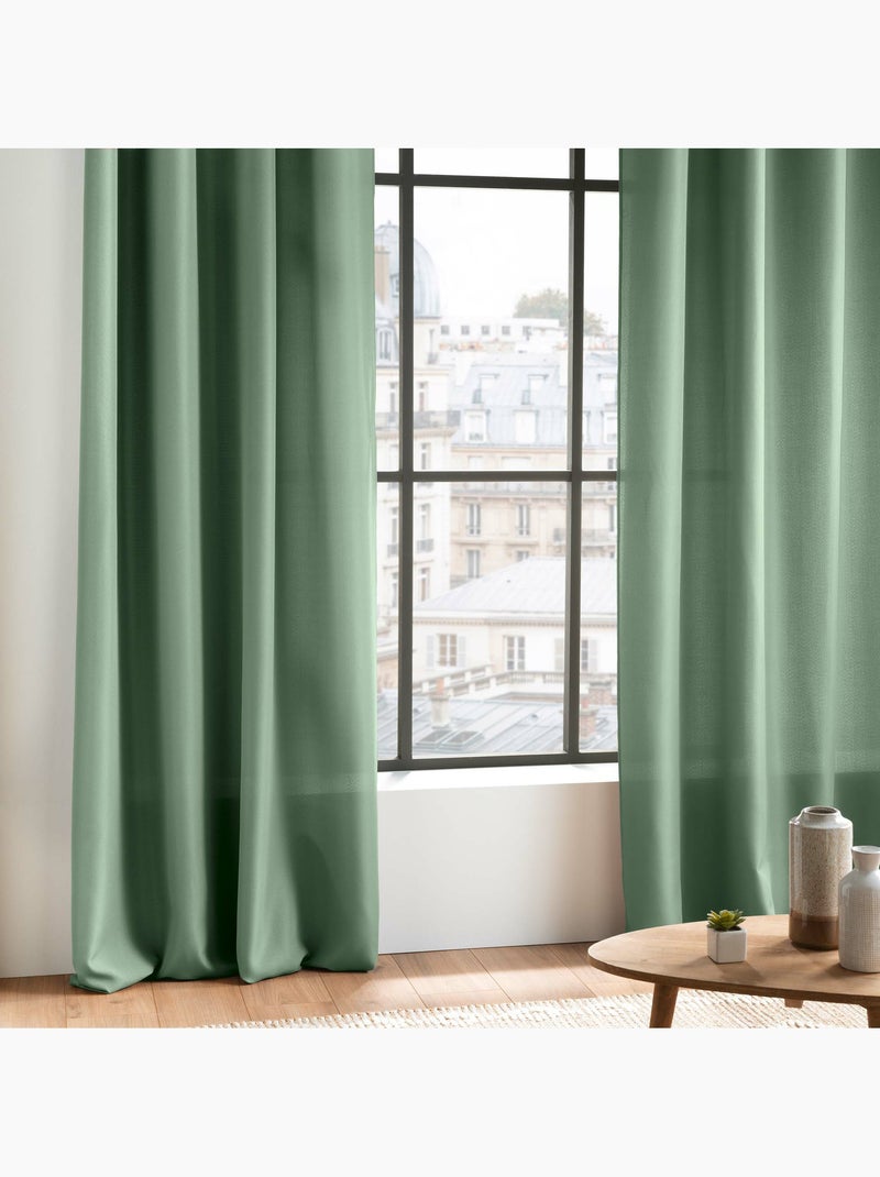 Rideau grande hauteur à œillets – Polyester uni Essentiel Vert Sauge - Kiabi