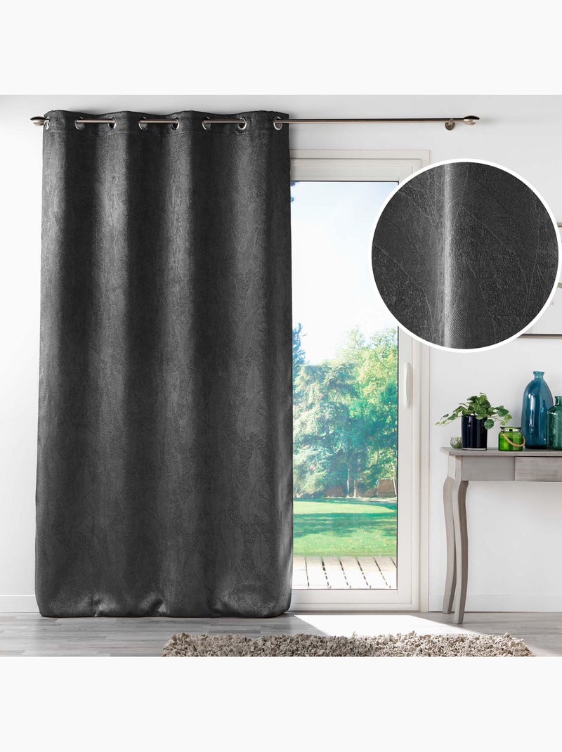 Rideau grande hauteur occultant velours frappé Melodie gris anthracite - Kiabi