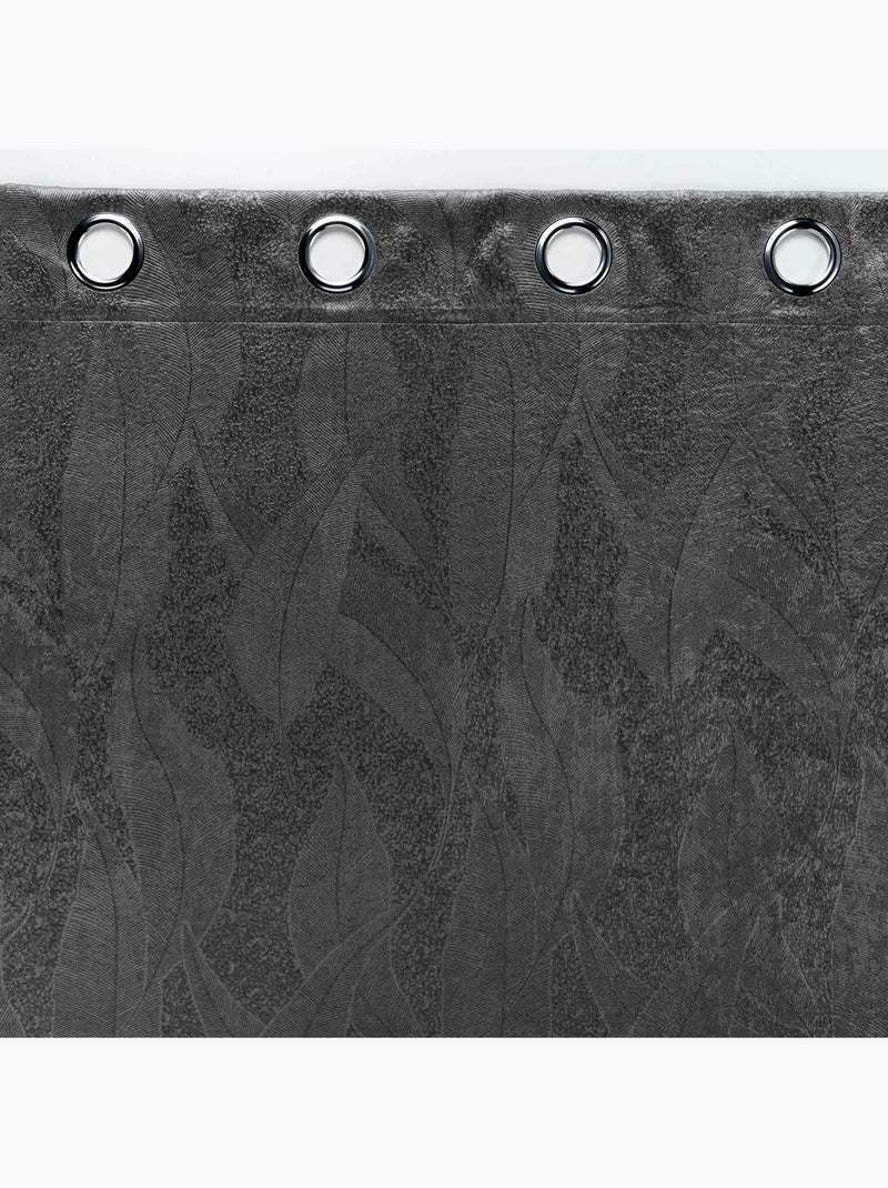 Rideau grande hauteur occultant velours frappé Melodie gris anthracite - Kiabi