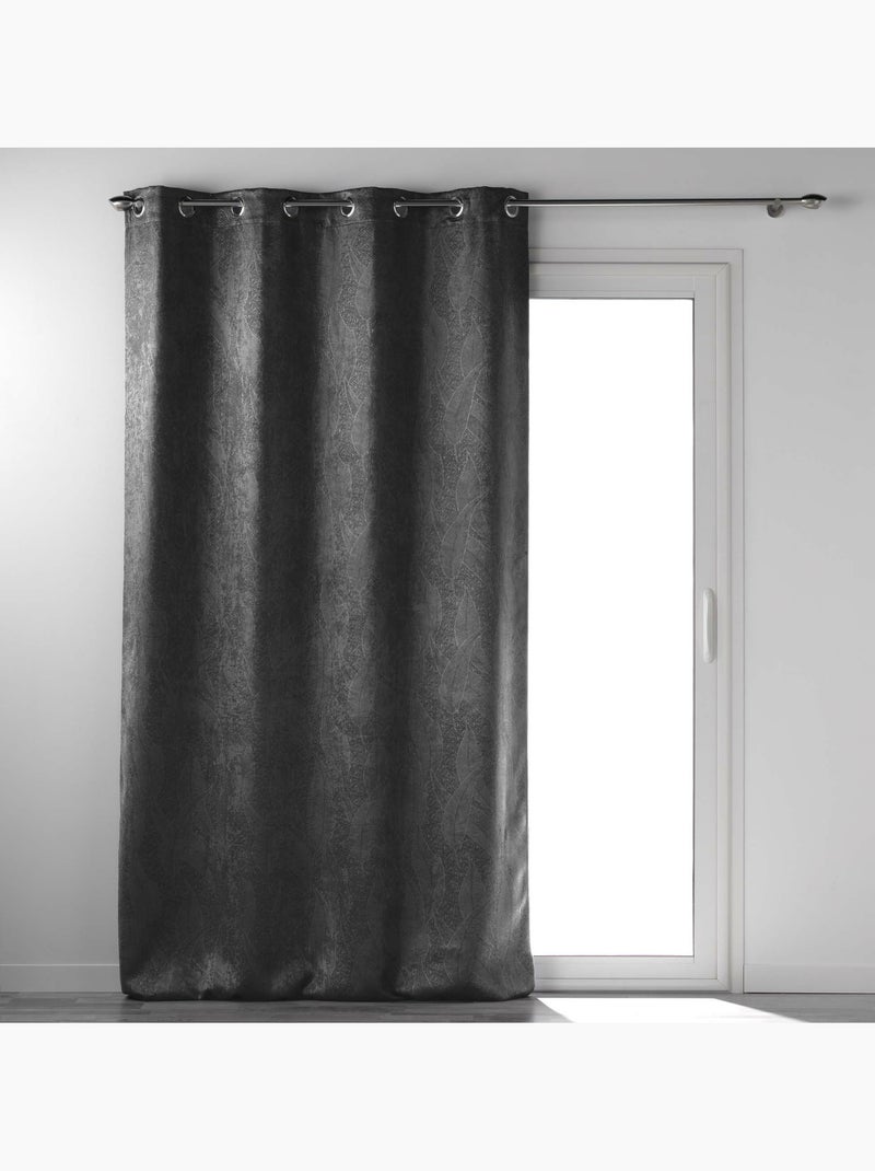 Rideau grande hauteur occultant velours frappé Melodie gris anthracite - Kiabi