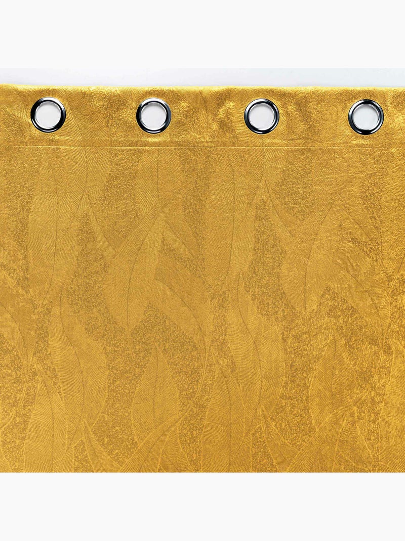 Rideau grande hauteur occultant velours frappé Melodie Ocre - Kiabi
