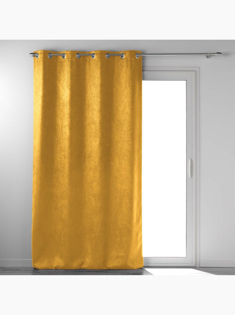 Rideau grande hauteur occultant velours frappé Melodie Ocre - Kiabi