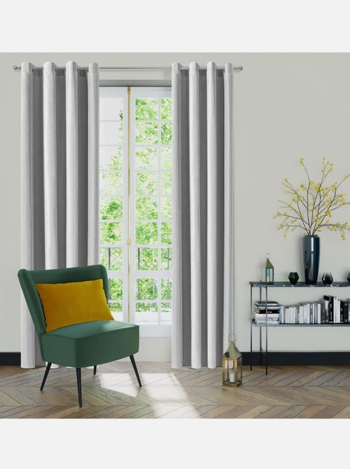 Rideau gris aspect velours - Kiabi
