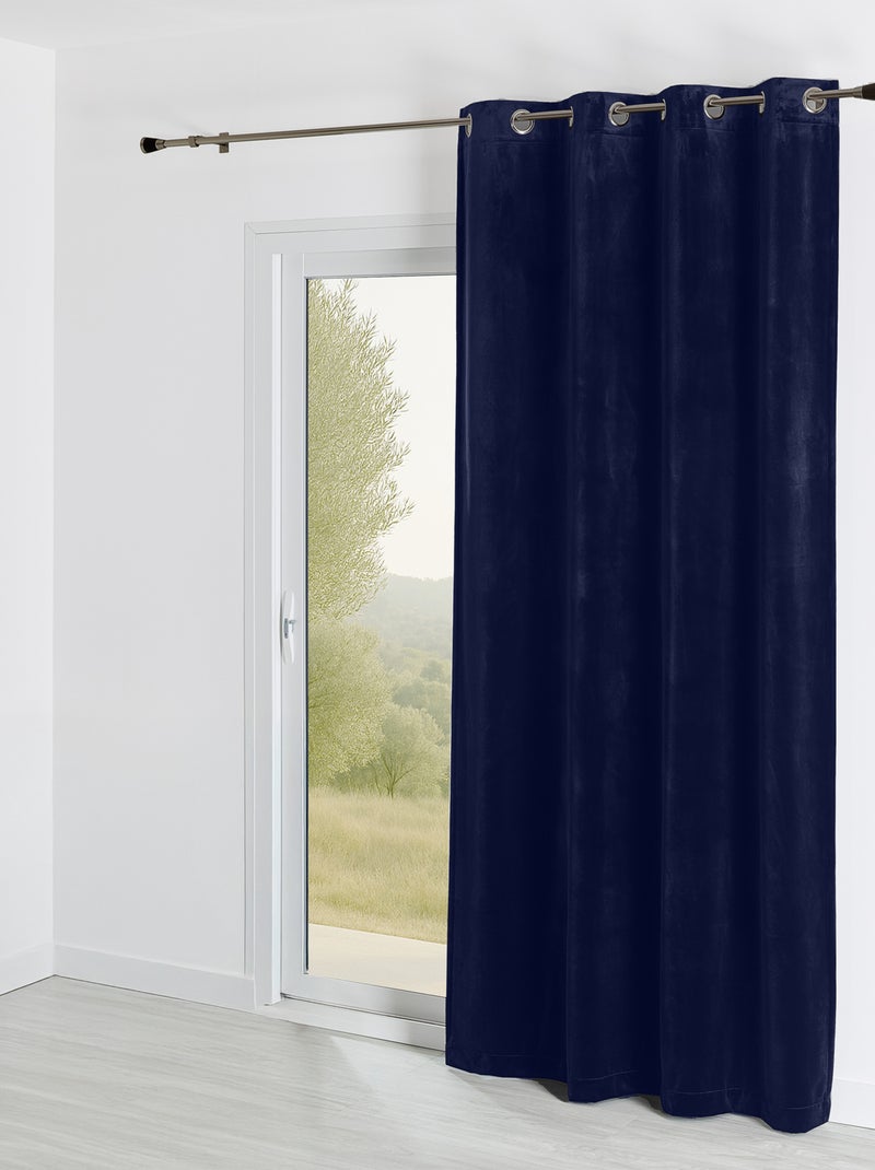 Rideau Ignifugé  M1 en velours premium Bleu marine - Kiabi