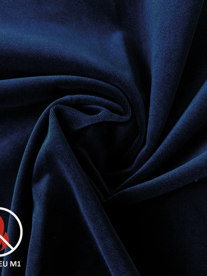 Rideau Ignifugé  M1 en velours premium Bleu marine - Kiabi