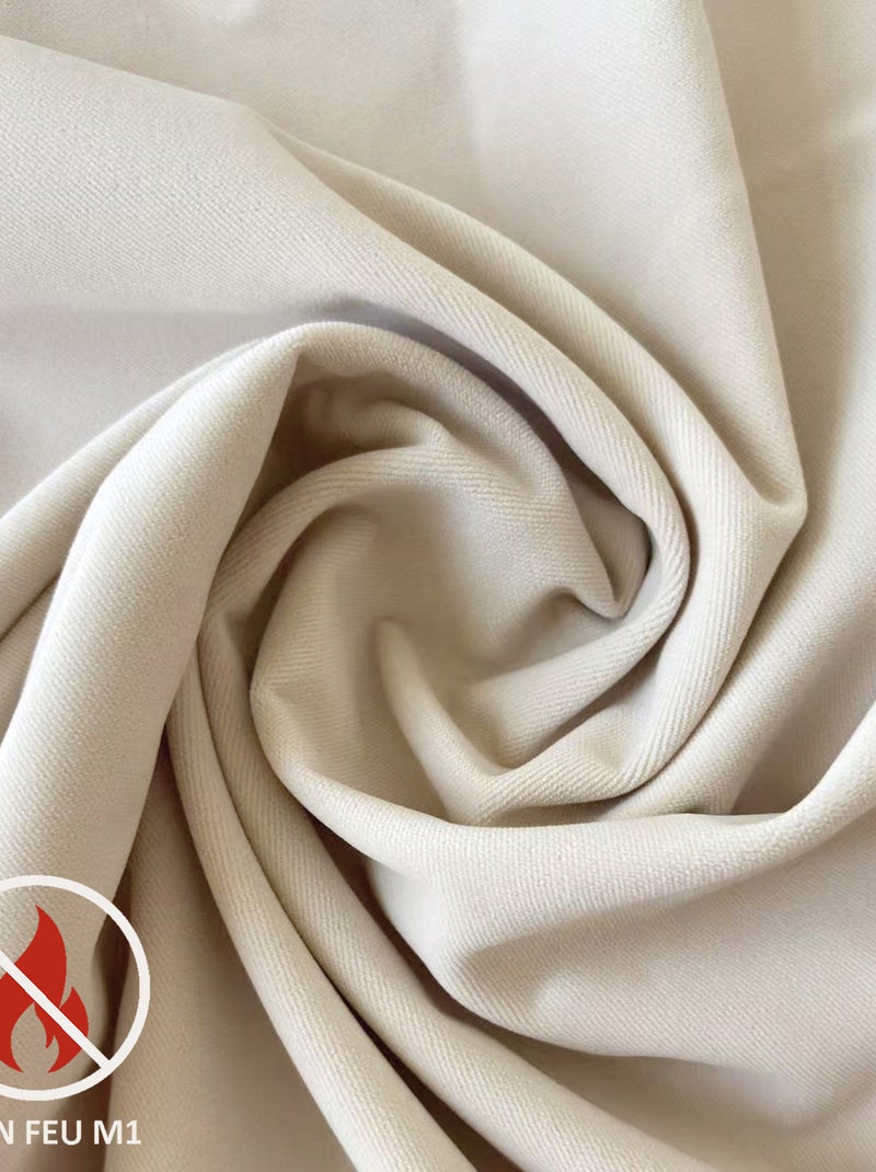 Rideau Ignifugé  M1 en velours premium Ecru - Kiabi