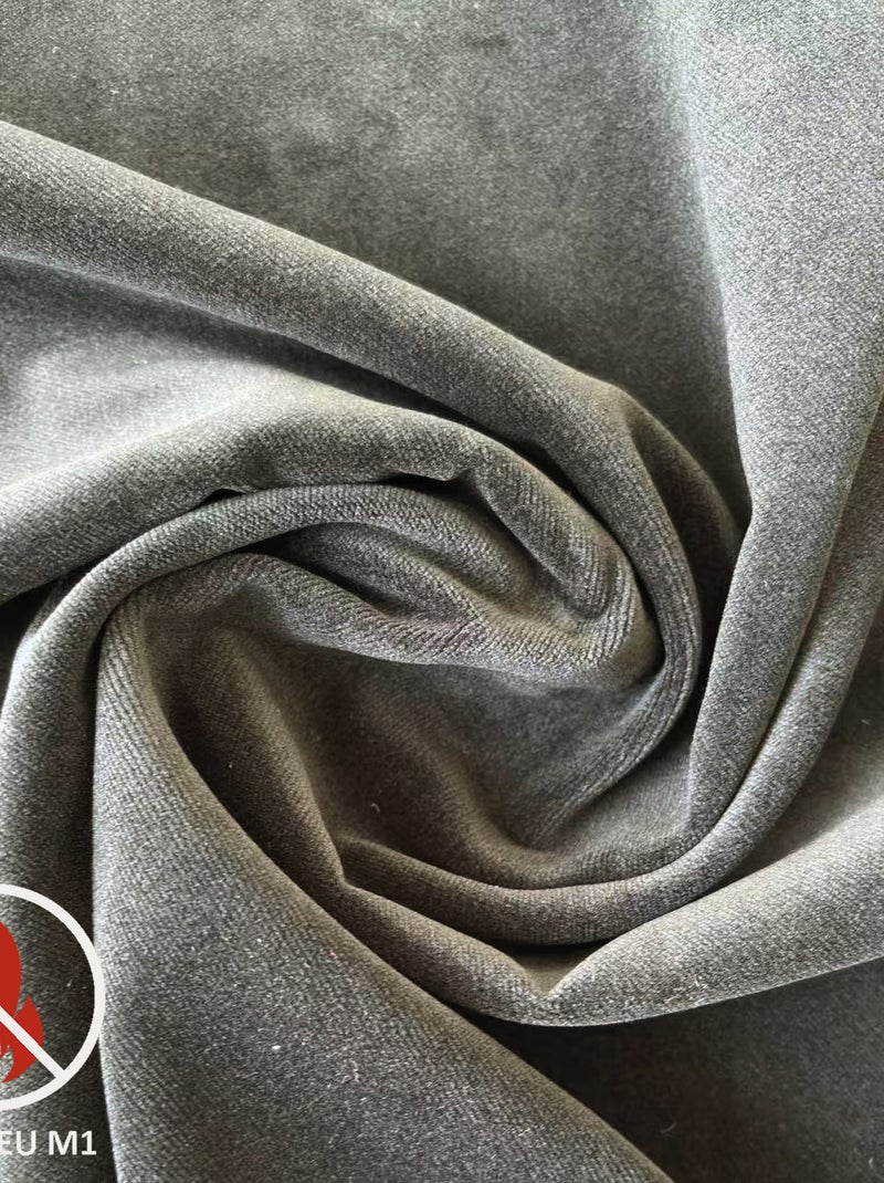 Rideau Ignifugé  M1 en velours premium Gris - Kiabi