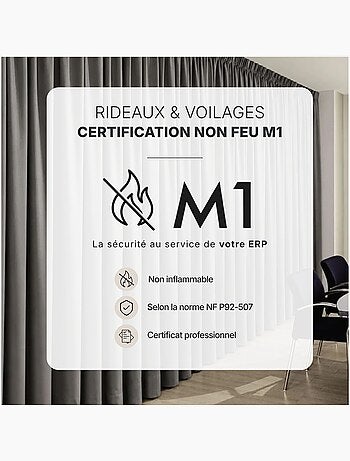 Rideau ignifugé m1 galon fronceur