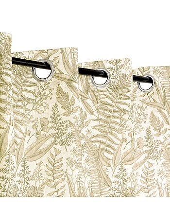 Rideau imprimé à œillets 140x240cm prêt à poser, beige et blanc