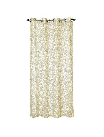 Rideau imprimé à œillets 140x240cm prêt à poser, beige et blanc