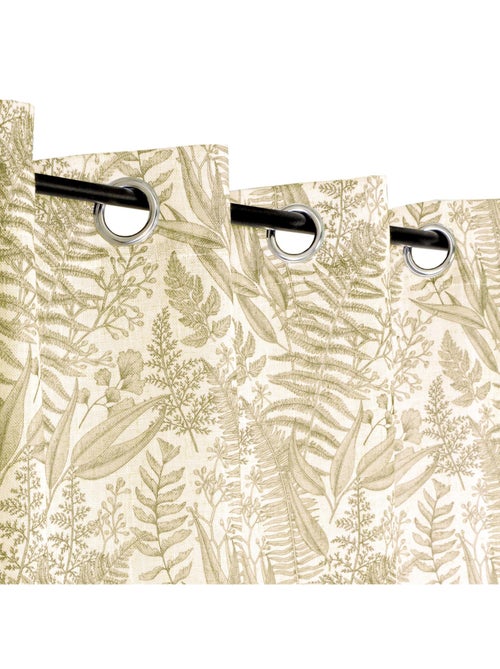 Rideau imprimé à œillets 140x240cm prêt à poser, beige et blanc - Kiabi