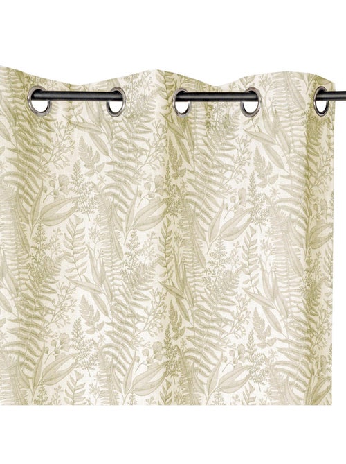 Rideau imprimé à œillets 140x240cm prêt à poser, beige et blanc - Kiabi