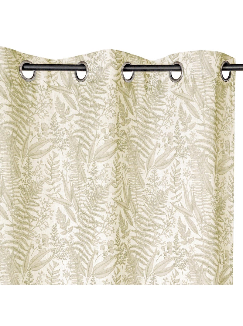 Rideau imprimé à œillets 140x240cm prêt à poser, beige et blanc Beige - Kiabi