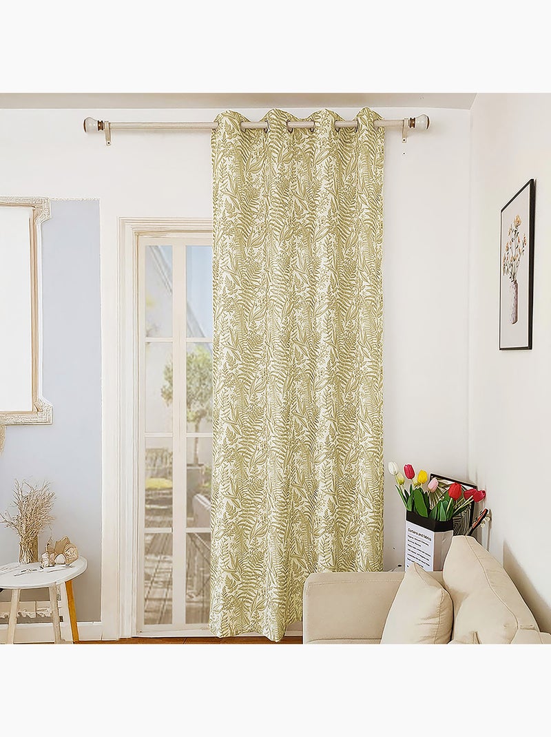 Rideau imprimé à œillets 140x240cm prêt à poser, beige et blanc Beige - Kiabi