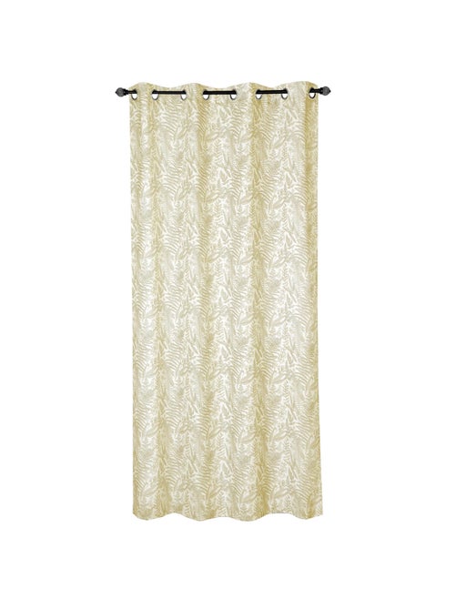 Rideau imprimé à œillets 140x240cm prêt à poser, beige et blanc - Kiabi