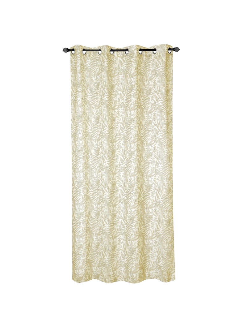 Rideau imprimé à œillets 140x240cm prêt à poser, beige et blanc Beige - Kiabi