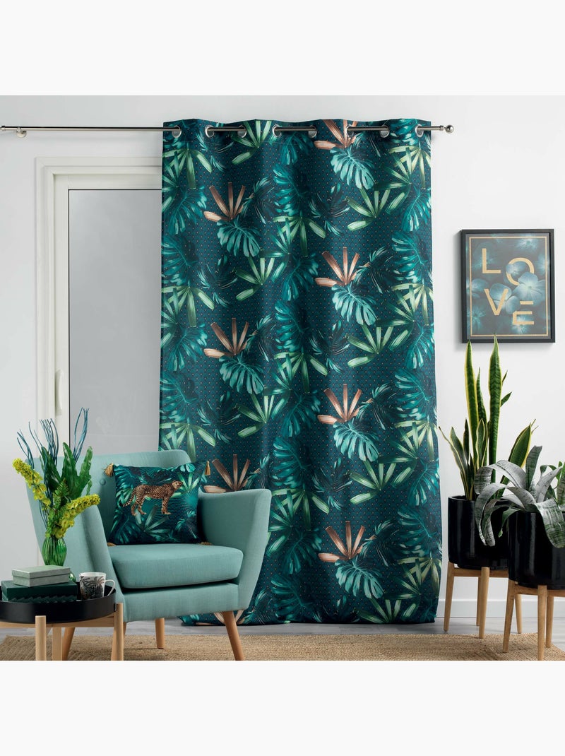 Rideau imprimé art déco Bleu - Kiabi
