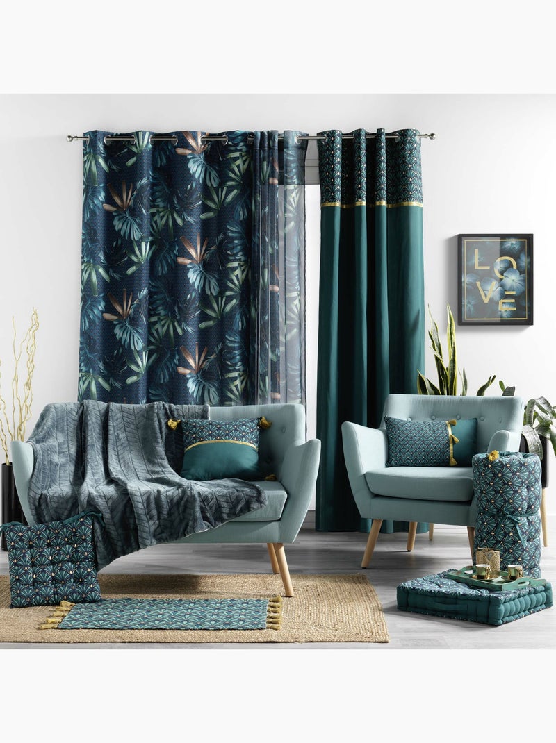 Rideau imprimé art déco Bleu - Kiabi