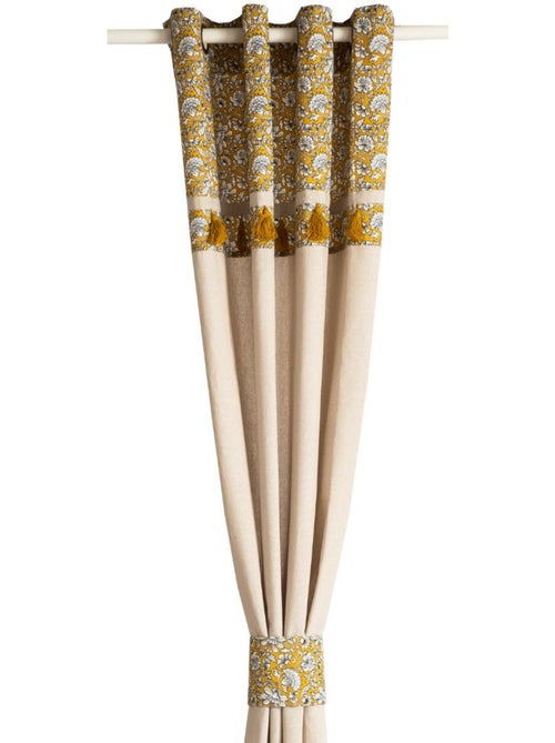 Rideau imprimé avec embrasse et oeillets UDAIPUR 'Deko&co' - Kiabi