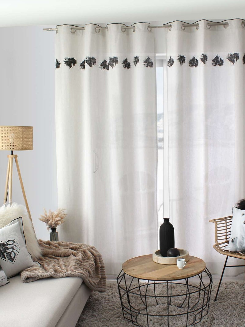 Rideau imprimé cœurs EPICÉA Beige - Kiabi