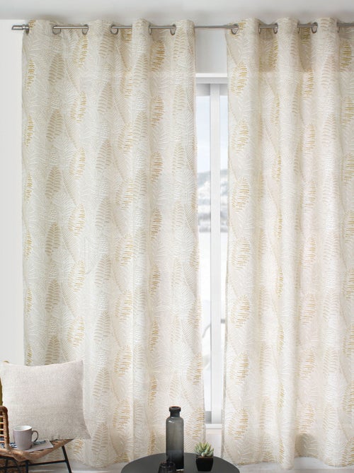 Rideau imprimé feuillage en coton recyclé - Kiabi