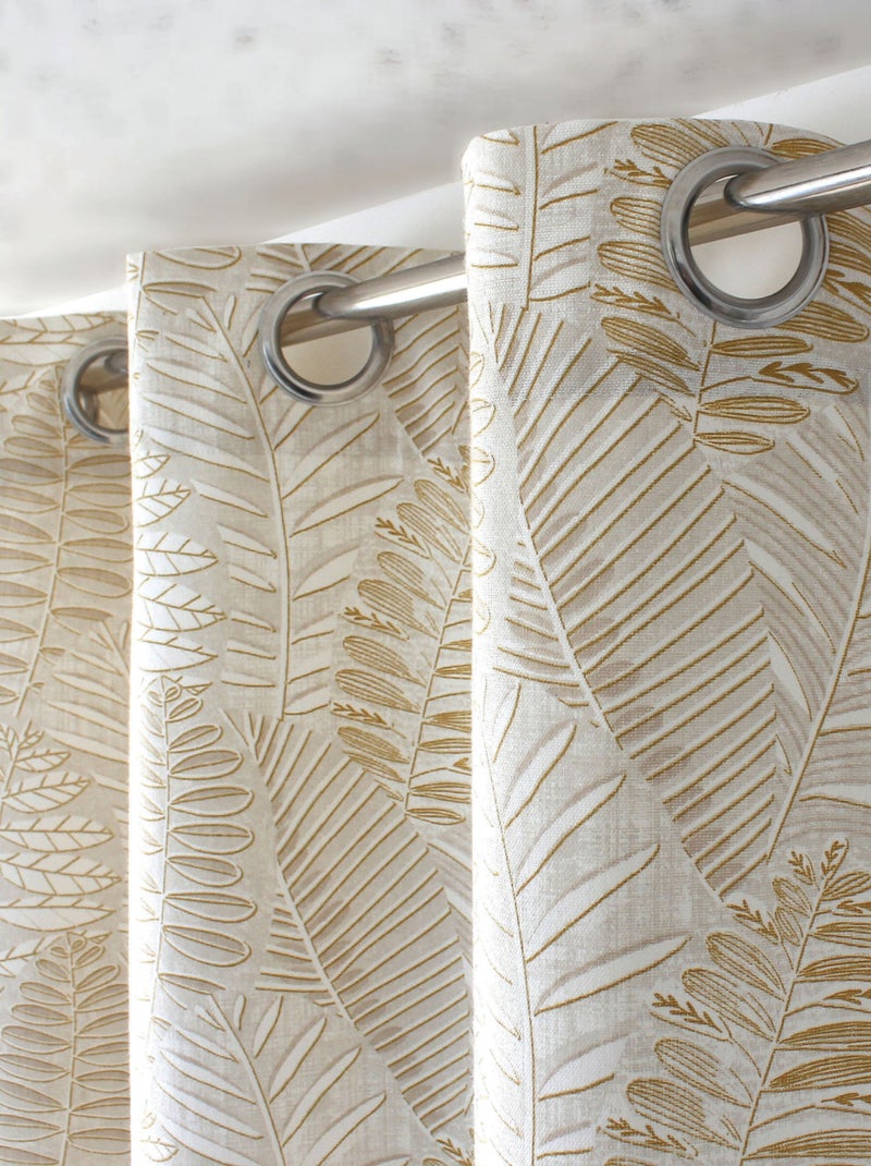 Rideau imprimé feuillage en coton recyclé Bronze - Kiabi
