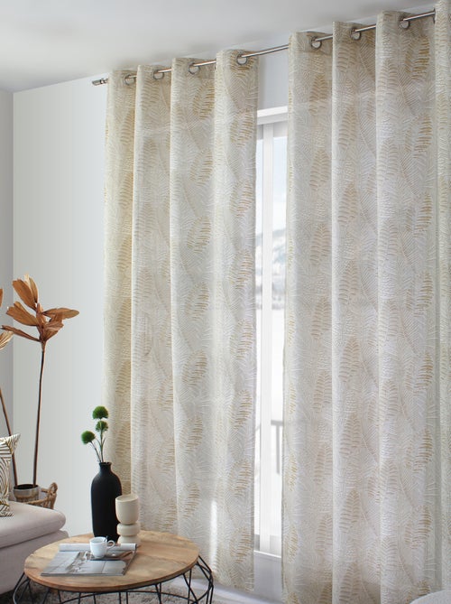 Rideau imprimé feuillage en coton recyclé - Kiabi