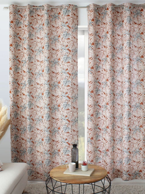 Rideau imprimé feuilles à oeillets - Kiabi