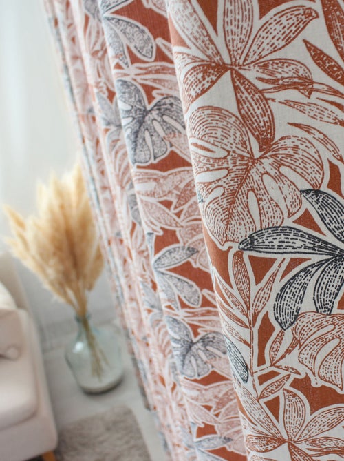 Rideau imprimé feuilles à oeillets - Kiabi