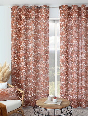 Rideau imprimé feuilles à oeillets